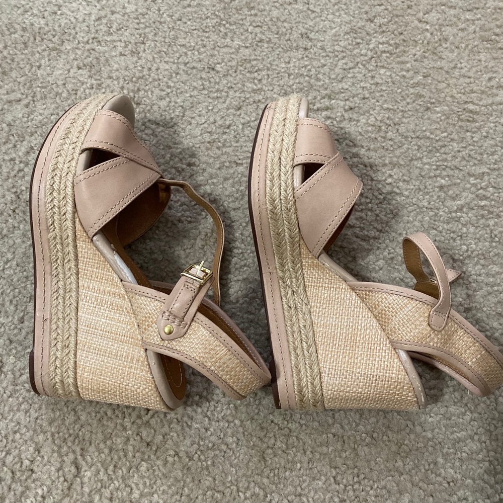 Nude Clark’s Indigo Leather Wedges Heels